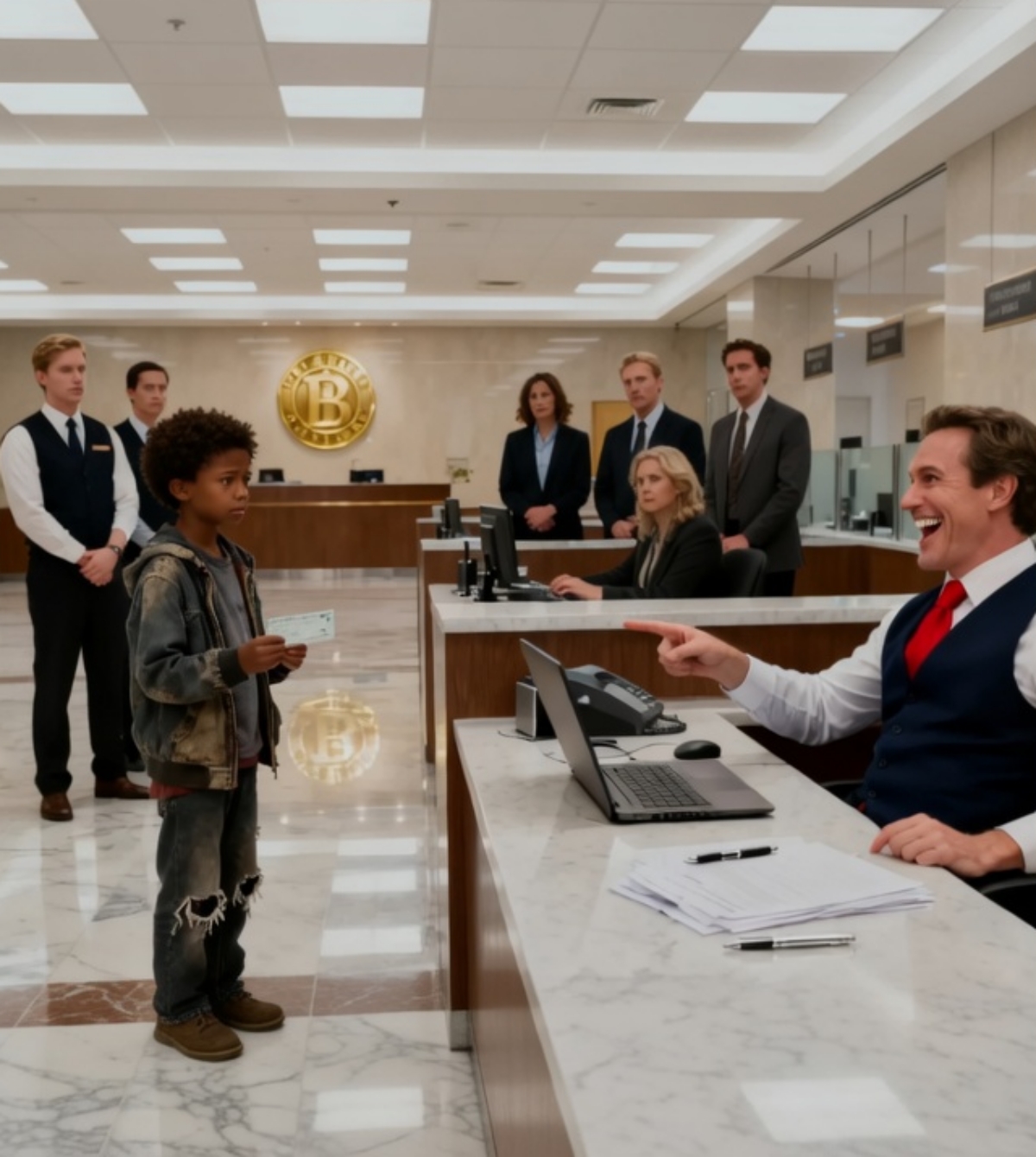THE BANK MANAGER LAUGHED AT A 10-YEAR-OLD BLACK BOY IN WORN-OUT SHOES — UNTIL HE SAW THE ACCOUNT BALANCE AND REALIZED WHOSE GRANDSON HE HAD JUST HUMILIATED