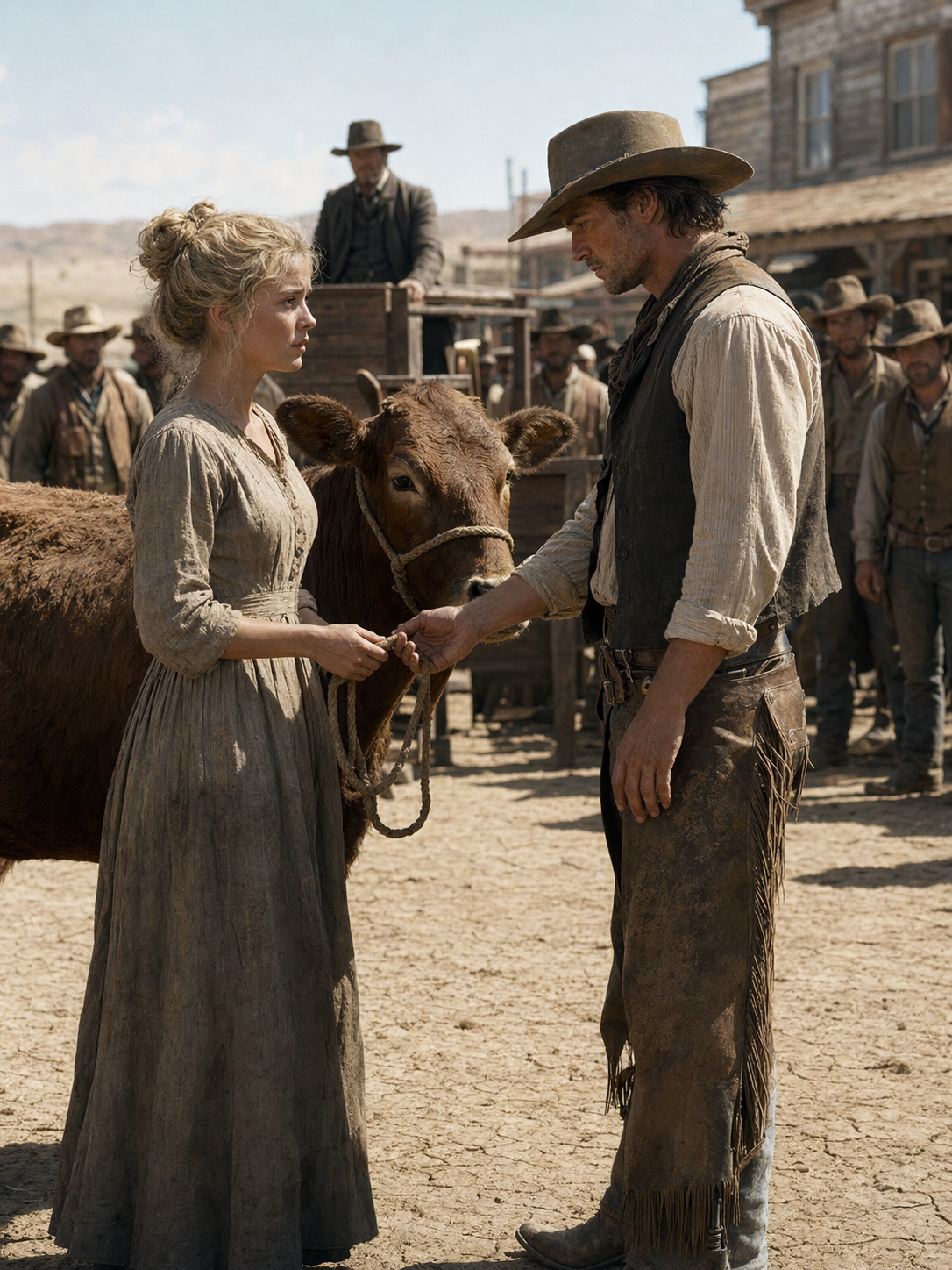 The Widow Was Auctioning Her Last Cow, The Cowboy Bought It And Gave It Back With A Proposal