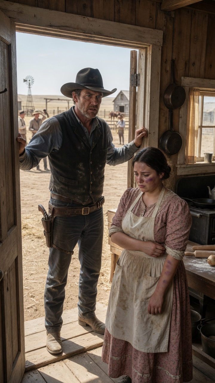 Giant Cowboy Sees Bruises on His Overweight Cook — His Next Move Shocks the Town