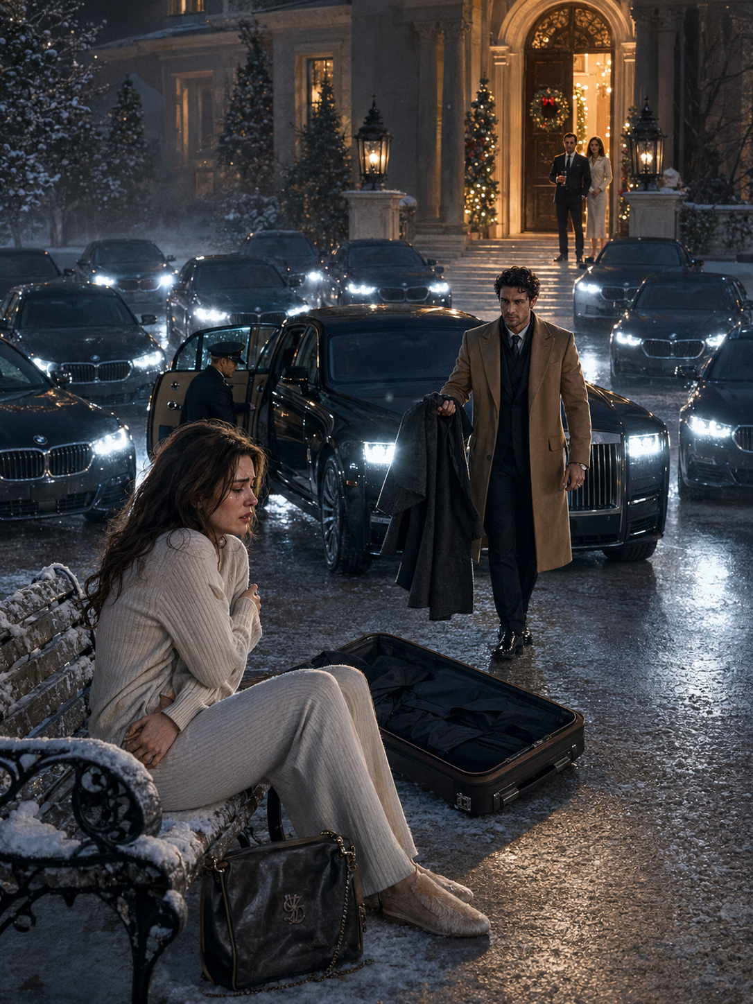 My Husband Kicked Me Out on Christmas Eve — An Hour Later, 19 Black BMWs Surrounded Me