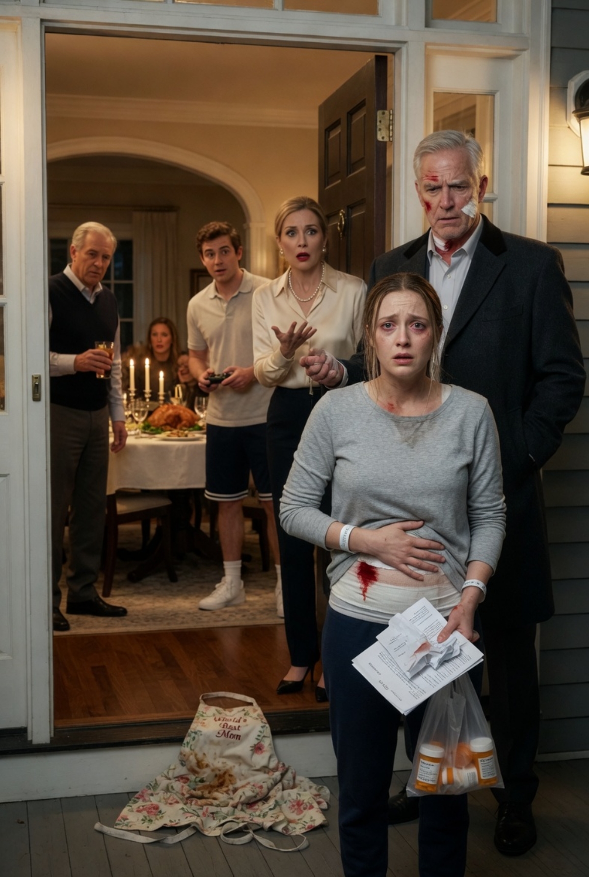 MY MOTHER THREW AN APRON AT ME AFTER SURGERY… BUT THE MAN SHE FEARED SAW THE BLOOD UNDER MY SWEATER