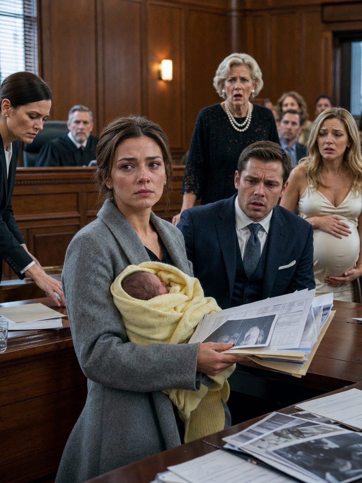 MY HUSBAND BROUGHT HIS MISTRESS TO OUR DIVORCE HEARING—THEN I WALKED IN WITH OUR NEWBORN AND THE FILE THAT RUINED HIS FAMILY