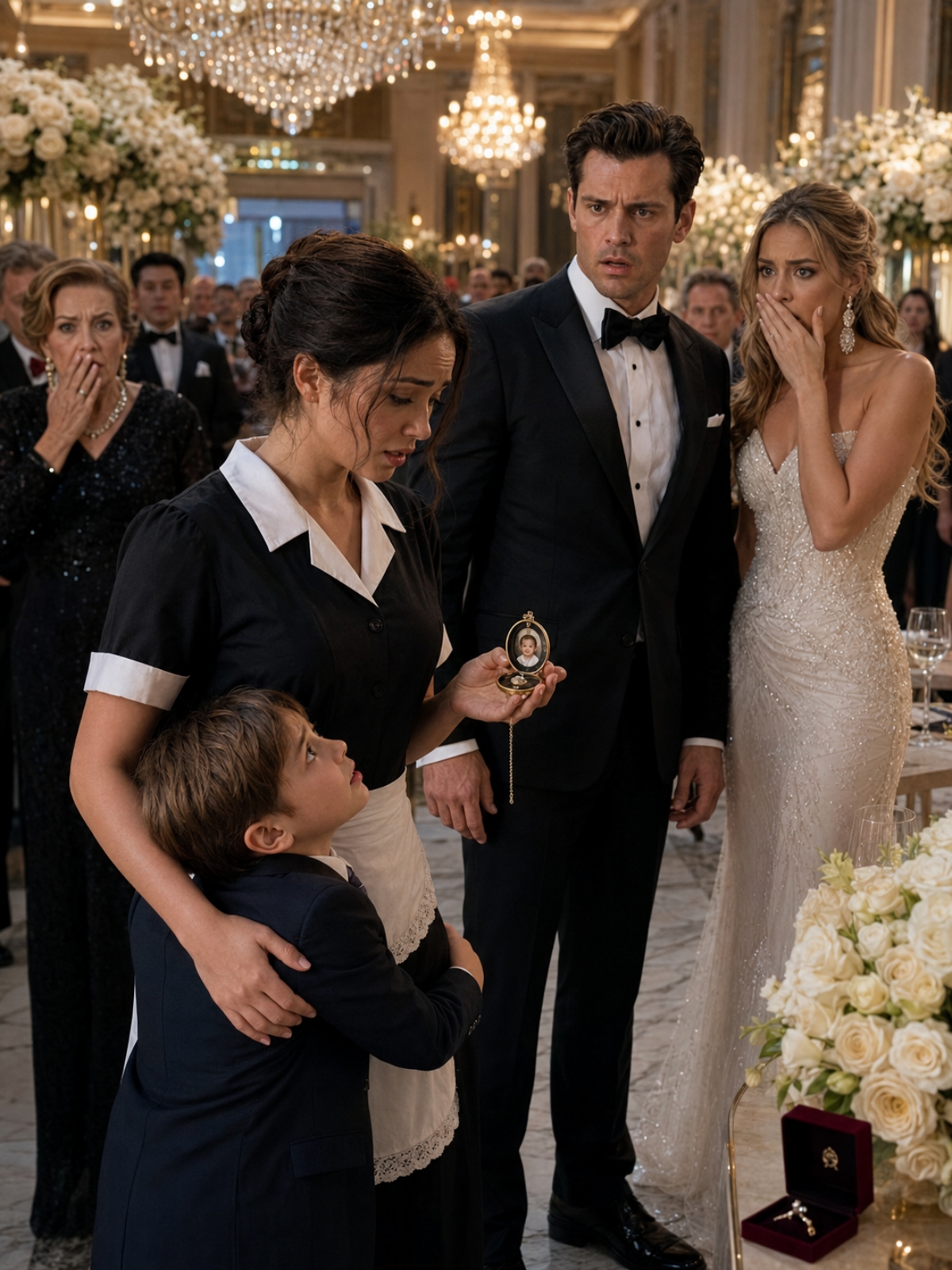 THE BILLIONAIRE’S SILENT SON RAN TO A MAID AT HIS ENGAGEMENT PARTY AND CALLED HER “MOM”—THEN SHE OPENED A LOCKET THAT EXPOSED THE SECRET HIS FIANCÉE HAD BEEN TRYING TO BURY