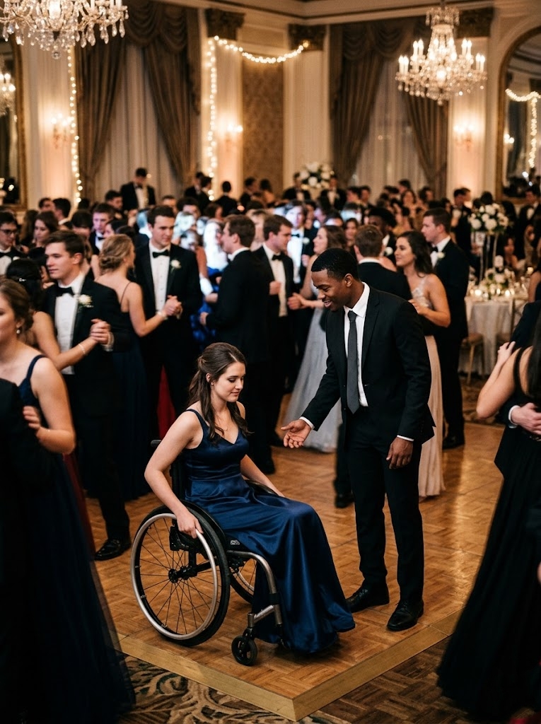 THE GIRL NO ONE ASKED TO DANCE KEPT A DEAD FLOWER IN HER POCKET—UNTIL THE BOY EVERYONE IGNORED WALKED INTO THE BALLROOM