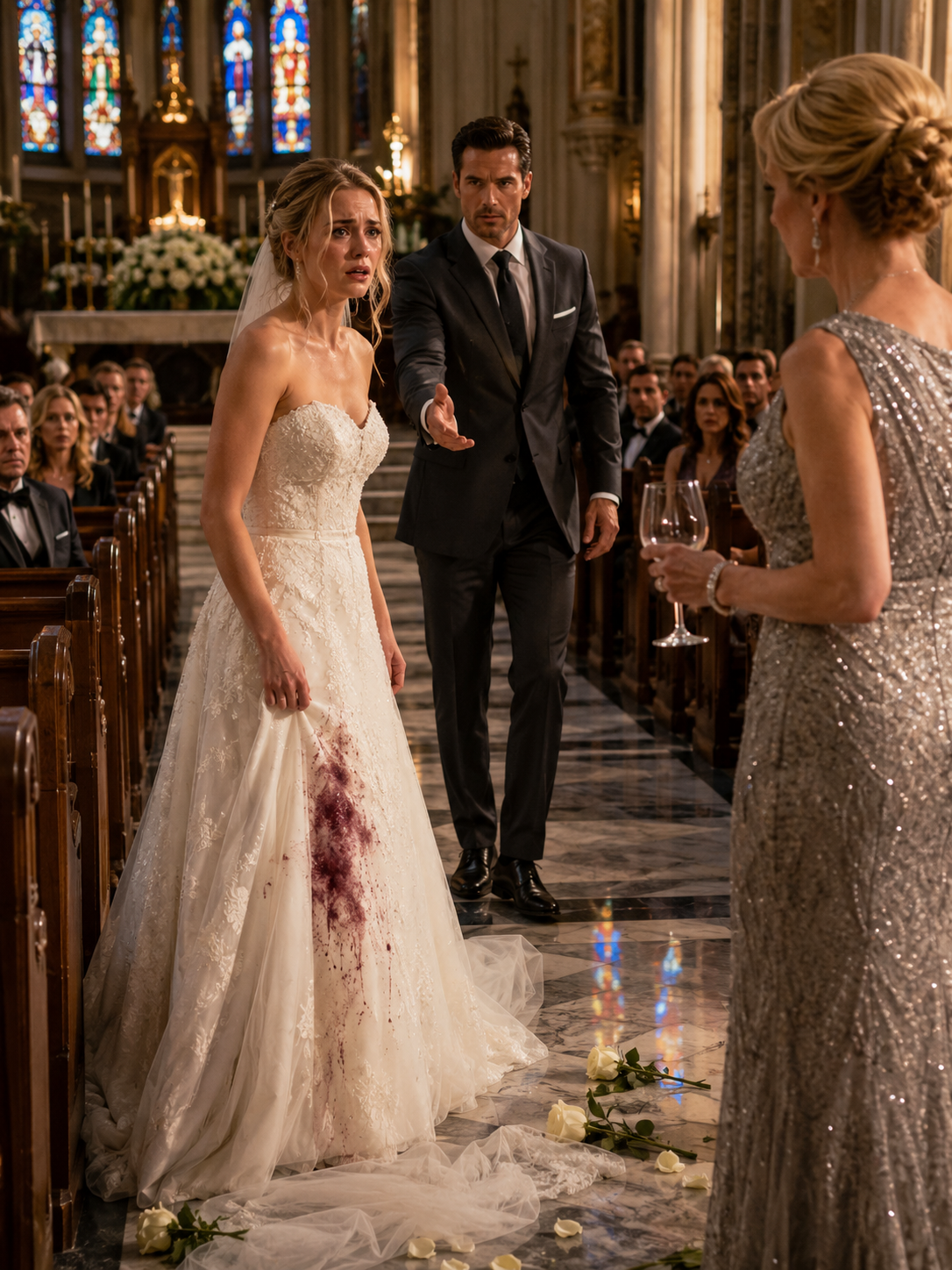 At the altar, my fiancé never came. His mother tore off my veil and poured wine over my gown…