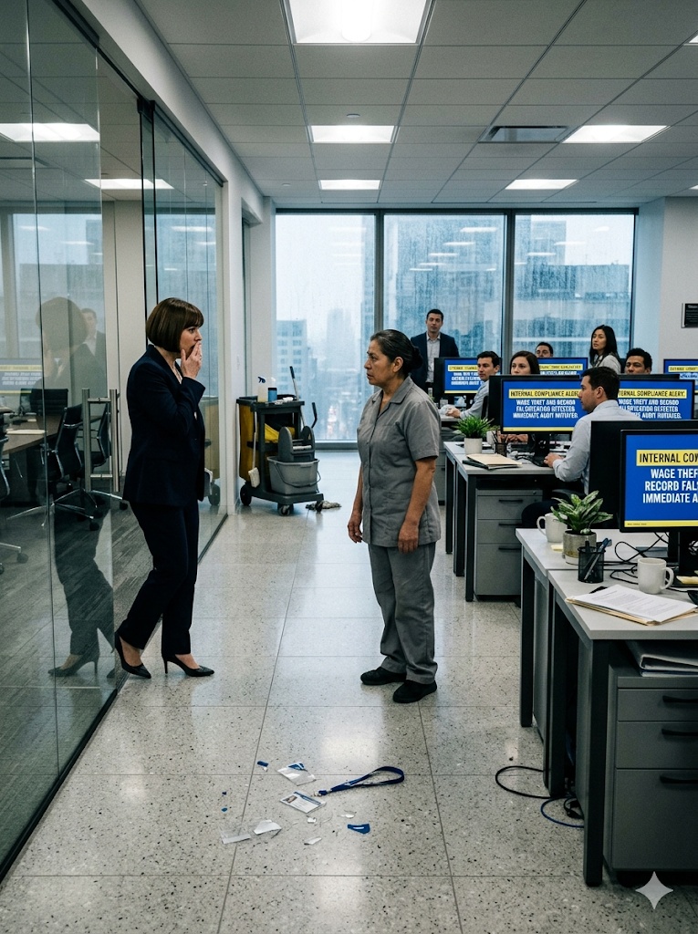 THE CLEANING LADY ASKED, “ARE YOU SURE?” — THEN LOCKED THE WHOLE COMPANY OUT