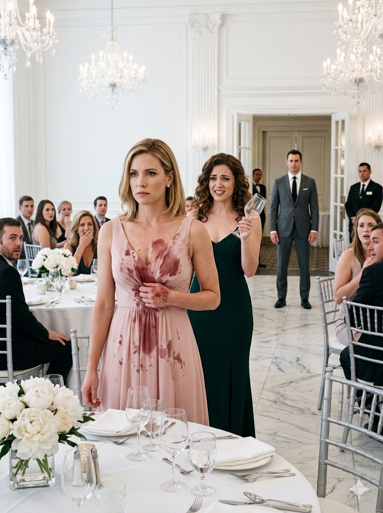THEY LAUGHED WHEN THE WINE HIT MY DRESS—UNTIL MY HUSBAND WALKED IN AND THE WHOLE BALLROOM REALIZED WHO THEY HAD HUMILIATED