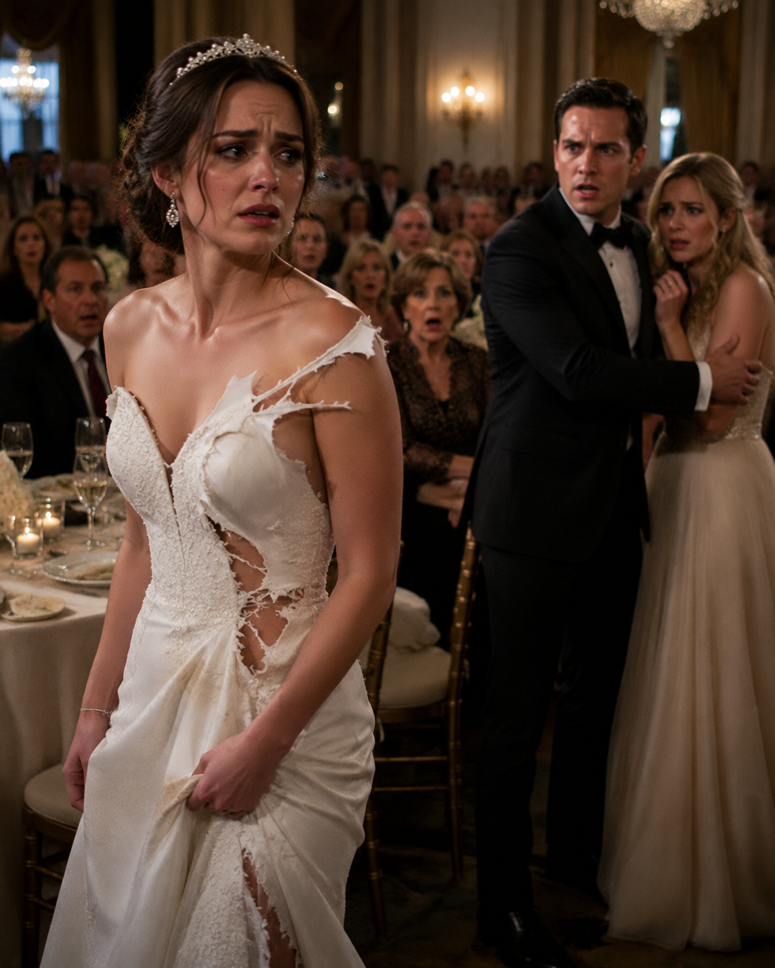 My fiancé tore my dress before 320 guests and threw me out to protect his foster sister.