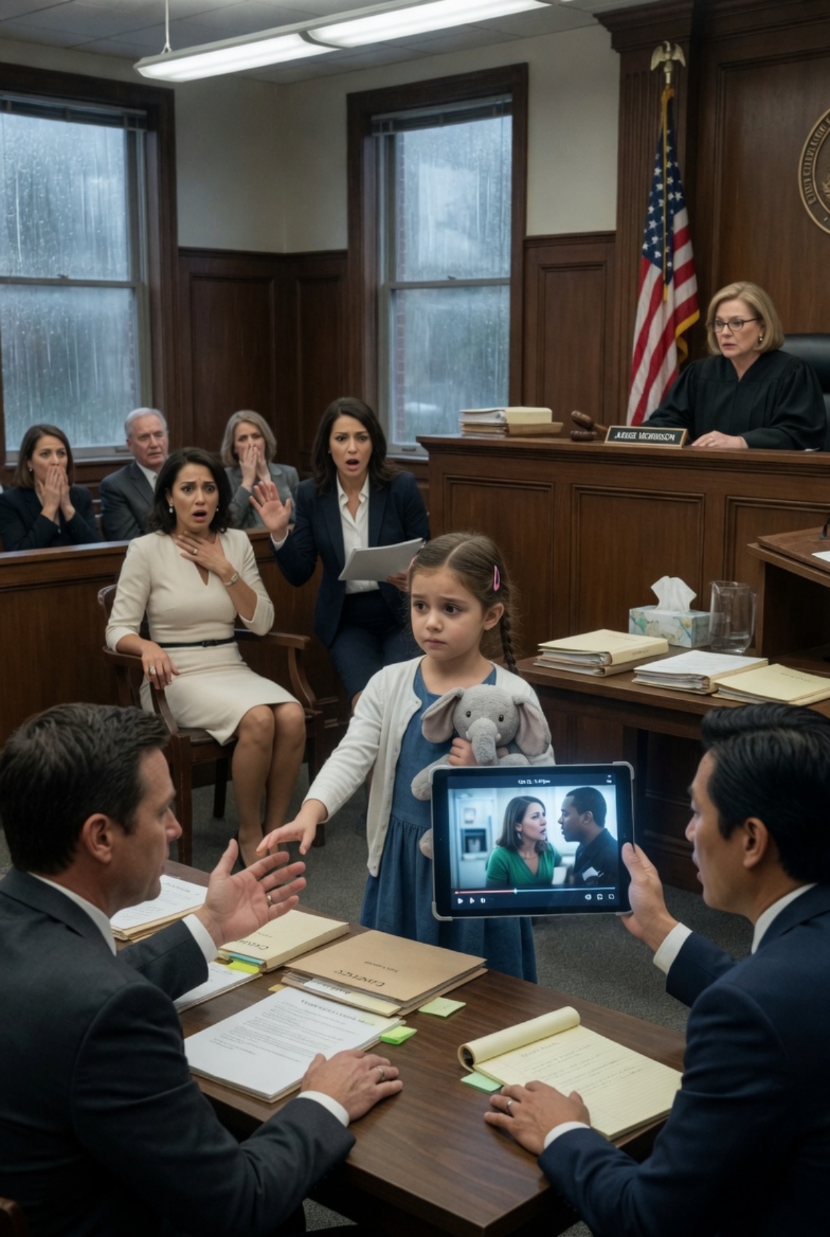 MY 7-YEAR-OLD DAUGHTER STOOD UP IN DIVORCE COURT AND ASKED THE JUDGE TO PLAY A VIDEO—THEN MY WIFE’S ENTIRE LIE COLLAPSED IN FRONT OF EVERYONE