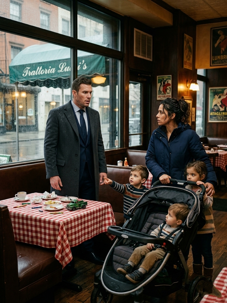 THE BILLIONAIRE FOUND HIS EX-WIFE IN A FORGOTTEN CAFÉ—THEN SAW THREE CHILDREN WITH HIS EYES SITTING BESIDE HER