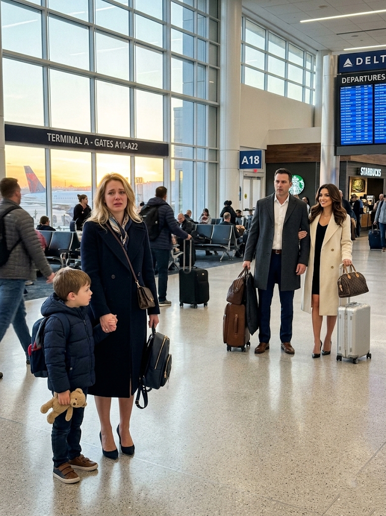 THE DAY MY HUSBAND LEFT WITH ANOTHER WOMAN AT THE AIRPORT, HE FORGOT OUR SON WAS WATCHING — AND THAT ONE QUESTION DESTROYED HIM